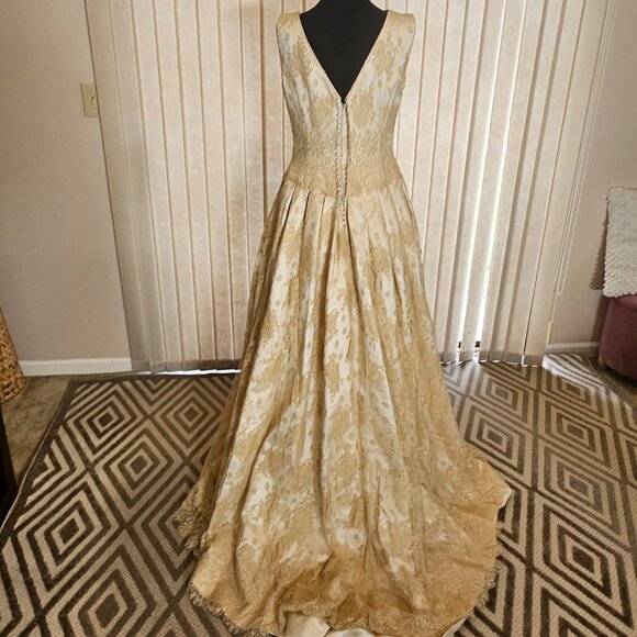 Rosa Clara Beige Lace Wedding Dress 14 NWT - Picture 4 of 7